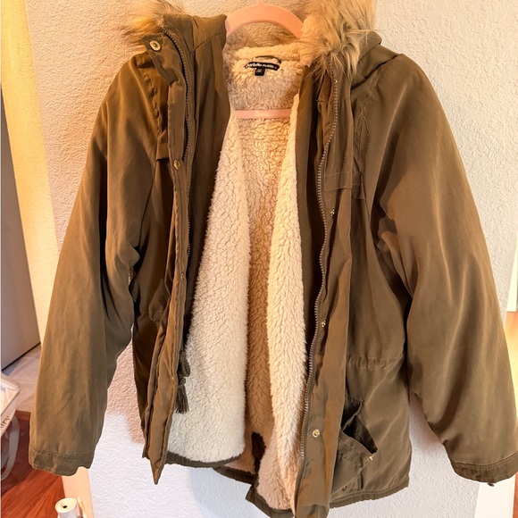 Charlotte Russe Jackets & Blazers - Olive Green Jacket with Faux Fur Lining